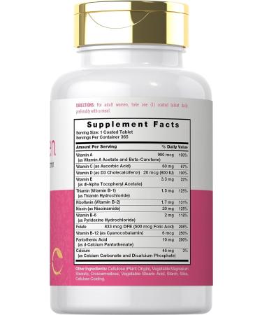Women's Multivitamin 365 Tablets | Essential Vitamin and Mineral Supplement | Non-GMO Gluten Free by Carlyle - Buy Online on GoSupps.com