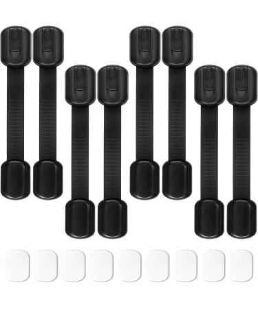 Saconell child locking black baby-safe cabinet bar without pinched finger for cupboard/drawer/closet/toilet seat/oven and refrigerator including 9 extra 3M glue pads 8 pieces - Buy Online on GoSupps.com