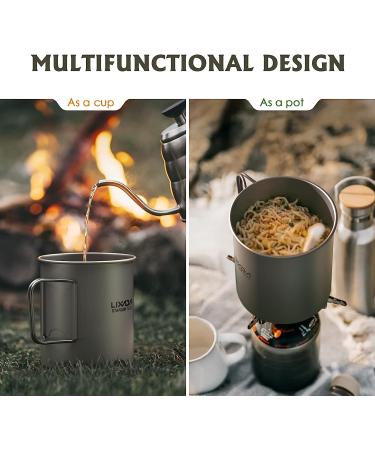 Lixada Titanium Camping Pot with Foldable Handles - 750ml | Lightweight Backpacking Cup for Outdoor Hiking - Buy Online on GoSupps.com