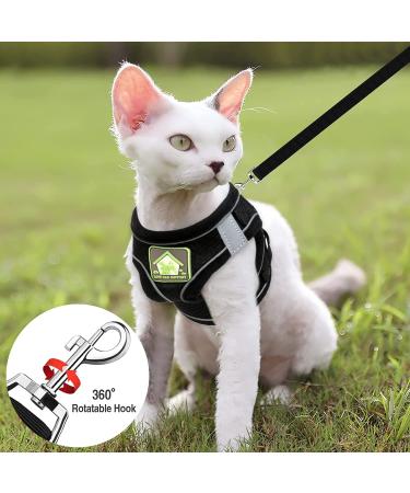 Adjustable Cat Dishes Set - Reflective Soft Lining & Breathable Mesh for Outdoor Training | M Size (Black) - Buy Online on GoSupps.com
