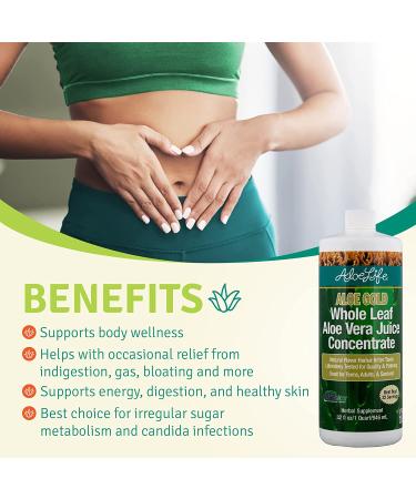 Aloe Life Organic Aloe Vera Juice Concentrate | Soothing Relief for Indigestion | Antioxidant Catalyst | Supports Energy & Wellness | Gluten-Free - 32 Fl Oz - Buy Online on GoSupps.com
