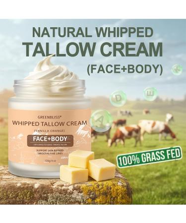GreenBliss Beef Tallow for Skin Care 100% Organic Grass Fed tallow and honey balm - Face + Body, Whipped Moisturizer for Sensitive Skin, Natural Deep Hydration, Sensitive Skin Safe, 120G/4 FL. oz. - Buy Online on GoSupps.com
