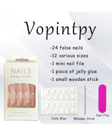 Shop Pink French Tip Press on Nails | Medium Square Glitter Wavy Stripe Acrylic Fake Nails | Reusable Coffin Nails with Glue - Perfect DIY Manicure for Women - Buy Online on GoSupps.com