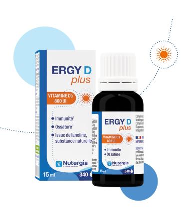 Nutergia – Vitamin D3 800 IU – Immune defenses, bone structure and significant need for vitamin D intake – Dietary supplement – ??Dropper bottle 15 ml – Made in France