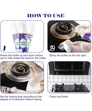 Bubble Cleaner Foam Foaming Heavy Oil Stain Cleaner All-Purpose Bubble Cleaner Kitchen Bubble Cleaner Spray Kitchen Multipurpose Foam Cleaner Spray Rinse-Free Cleaning Spray for Grill Oven Pots - Buy Online on GoSupps.com