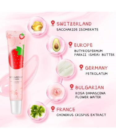 Lip Sleeping Mask Strawberry Lip Balm Overnight Lip Masks Skincare Lip Oils Moisturizing Lip Balm Stick Lip Plumper Lip Moisturiser for Dry Chapped Peeling Cracked Lips Fades Lip Lines - Buy Online on GoSupps.com