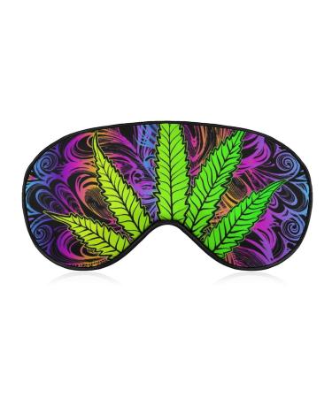 Psychedelic Weed Leaf Sleep Mask Eye Cover for Sleeping Blindfold with Adjustable Strap Blocks Light Night Travel Nap for Men Women