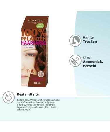 SANTE Natural Cosmetics Plant Hair Color Powder - Bronze Henna Powder 100g for Vibrant Color & Shine - Buy Online on GoSupps.com