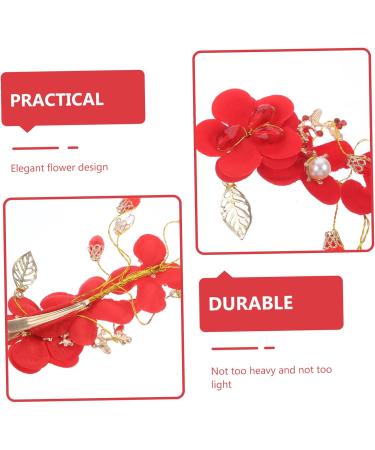 Angoily Red Flower Hair Clip Hair Jewels for Women Bridal Hair Headpiece Bridal Hairpin Bridal Headpiece Flower Side Hair Clips Hair Pin Red Crystal Lace Pearl Flower Bridesmaid - Buy Online on GoSupps.com