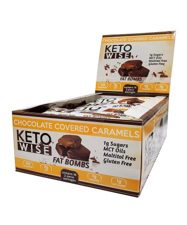 Keto Wise Fat Bombs - Chocolate Covered Caramels - 16 Count Box 1.2 Ounce