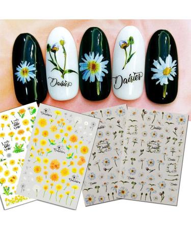 12 Sheet 3D Flower Nail Art Stickers - Self-Adhesive Decals for DIY Nail Design - Sunflower, Small Daisies, Mix Flowers - Decoration Accessories for Girls - Buy Online on GoSupps.com