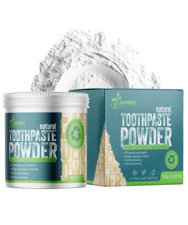 BAMBOEARTH Natural Fluoride Free Toothpaste Powder - Remineralizing Whitening Sensitive Teeth Tooth Powder with Baking Soda and 100% Zero Waste Packaging