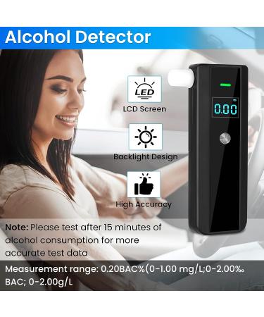 Chaoos Portable Breathalyzer Alcohol Tester with LCD Display - High Precision, 10 Mouthpieces for Home and Party Use (Black) - Buy Online on GoSupps.com