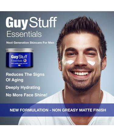 Guy Stuff Essentials Men's Anti Aging Face Moisturizer - Non Greasy, Hyaluronic Acid Rich Formula - Organic Skincare for Wrinkles & Collagen Boost - Buy Online on GoSupps.com