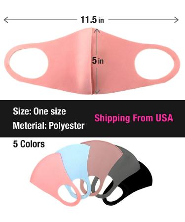 Unisex Solid Colors Washable Reusable Cloth Face Masks - Breathable Comfort Covering (5 Pack) - Buy Online on GoSupps.com