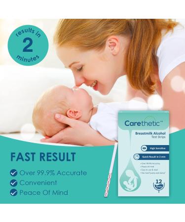 Carethetic Alcohol Detection Strips for Breast Milk - Highly Sensitive Alcohol Test for Breastfeeding Moms - 2 Min Results (12 Count) - Buy Online on GoSupps.com