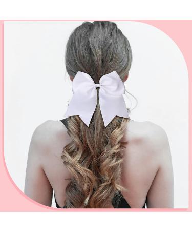 60 Pcs Large White Cheer Hair Bows for Girls - Grosgrain Ribbon Elastic Bands for Cheerleading & Sports - Buy Online on GoSupps.com
