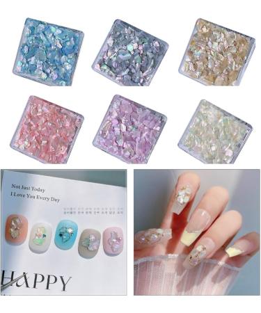 Irregular Abalone Shell Slices 6 Colors Natural Shell Nail Art Flakes 3D Colorful Nail Manicure DIY Nail Decorations Symphony White - Buy Online on GoSupps.com