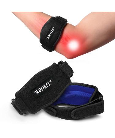 Tennis Elbow Brace for Women and Men Golfers Elbow Brace for Sports Pain Relief-2 Pack (BLACK BLUE)