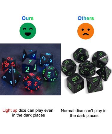 Luminous DND Dice Set - 7 Pcs Glowing Polyhedral Dice with Charging Box | Rechargeable Electronic RPG LED Dice for Dungeon and Dragons | Colorful Light - Buy Online on GoSupps.com