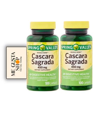 Spring Valley Cascara Sagrada Digestive Health Dietary Supplement 450 mg 100 Count (Pack of 02) 200 Total + Me Gustas Sticker