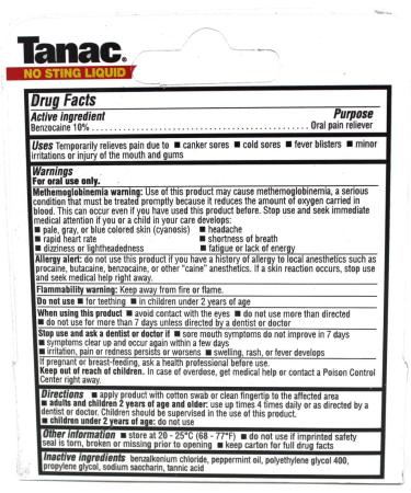Tanac No Sting Liquid 0.45 oz - Pack of 4 | Fast-acting Relief for Painful Sores - Buy Online on GoSupps.com