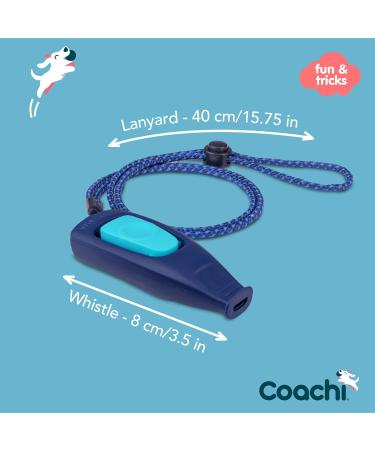 Coachi Whizzclick 2-in-1 Dog Training Clicker & Whistle | Recall & Reward Tool with Reflective Lanyard | Navy/Light Blue | Suitable for Dogs & Puppies - Buy Online on GoSupps.com