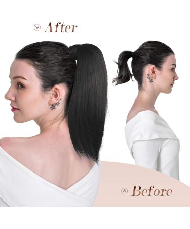 FESHFEN Straight Drawstring Ponytail Extension 16 Inch Dark Brown 4# - Clip in Synthetic Hairpiece for Women and Girls - Buy Online on GoSupps.com