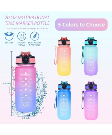 ROISDIYI Kids Water Bottle 20oz with Straw | BPA-Free & Leak-proof | Motivational Reusable Water Bottle for School | One-handed Opening Straw Lid | Anti-dust Spout Cover | Blue - Buy Online on GoSupps.com