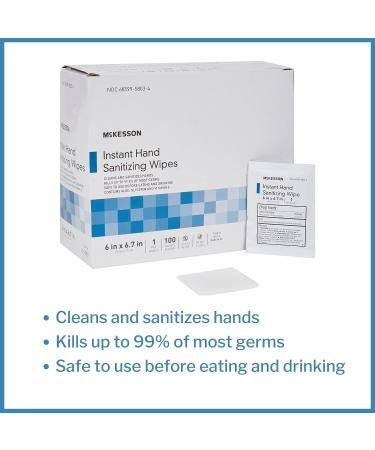 McKesson Hand Sanitizing Wipes - 100 Individually Wrapped Towelettes for Travel, Moisturizing with Aloe and Vitamin E - 1 Pack - Buy Online on GoSupps.com