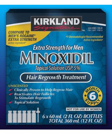 Minoxidil for Men 5% Hair Regrowth Treatment - Extra Strength 6-Month Supply (2 fl oz 3 Droppers - Buy Online on GoSupps.com