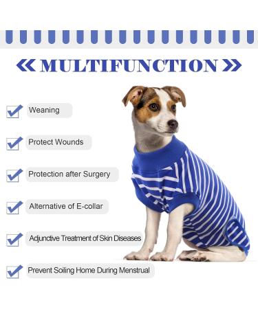 Breathable Post-Op Dog Body for Male Castration | Velcro Blue & White Striped Recovery Suit - Buy Online on GoSupps.com