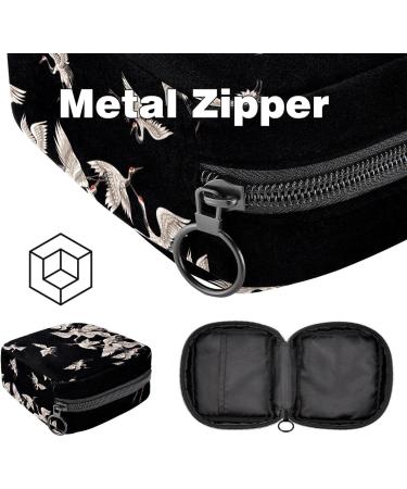 Menstruation Pad Bag Zip - Stylish Tampon Collecting Bags for Women & Girls - Japanese White Cranes Design - Buy Online on GoSupps.com