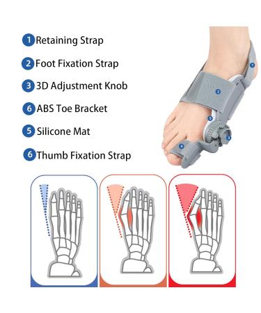 Upgraded Double Correction Bunion Corrector - 3-in-1 Adjustable Big Toe Relief Splint for Men & Women - Comfortable & Effective Hammer Toe Straightener - 6 Adjustable Settings (Black - Buy Online on GoSupps.com