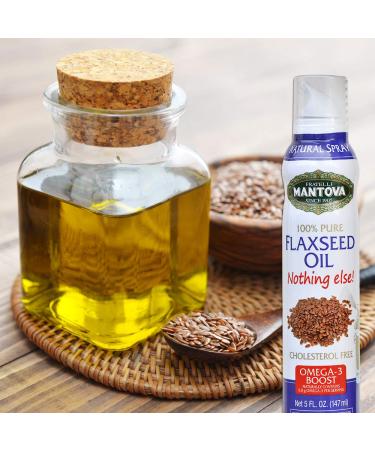 Mantova Flaxseed Oil Cooking Spray - 100% Pure Omega-3 for Keto Snacks & Baking - 5 oz - Buy Online on GoSupps.com