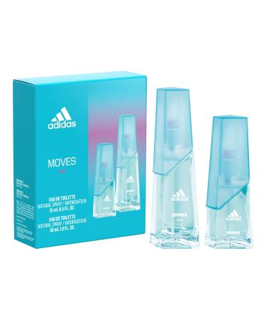 adidas Moves for Her 2 Piece Gift Set Notes of Grapefruit Green Apple and Peppermint Women's Fragrance Long Lasting Sporty Fragrance Travel Size 0.75 Fl Oz (Pack of 2) Moves For Her 2PC