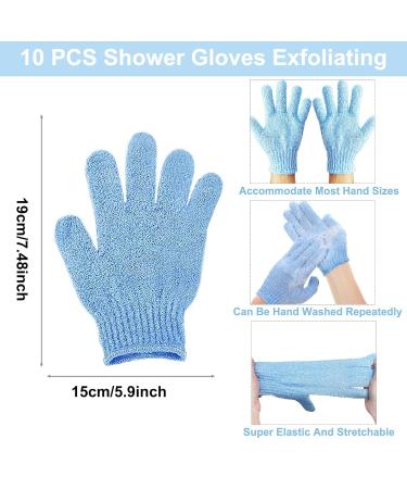 Keyri 10-Piece Exfoliating Peeling Gloves Set - Body & Face Massage Spa Shower Gloves in White Pink Purple Green Blue - Buy Online on GoSupps.com