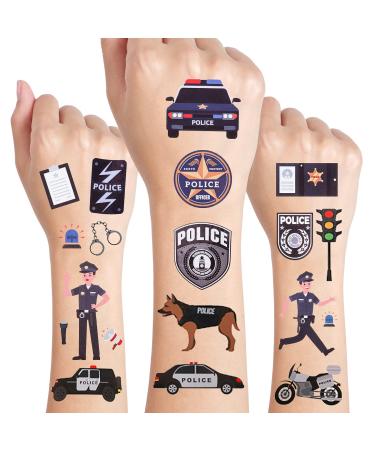 24 Sheets Police Temporary Tattoos  Birthday Decorations Police Party Favors