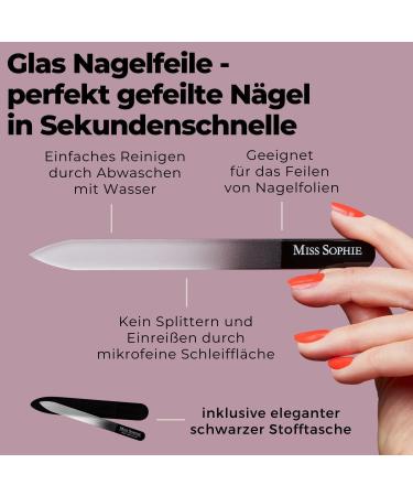 Miss Sophie s Glass Nail File - Durable Microfine Nail File with Fabric Bag | Perfect for All Nail Types - Ships Internationally - Buy Online on GoSupps.com