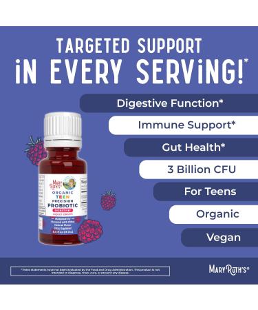 MaryRuth Organics Precision Probiotic Drops for Teens (Raspberry) & Lion's Mane Drops | USDA Organic | Vitamins for Gut Health Cognitive Support & Overall Wellness | Vegan Non-GMO Gluten Free - Buy Online on GoSupps.com