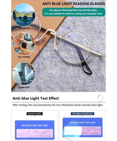 Shop Magimodac Retro Blue Light Filter Reading Glasses - Men's & Women's Mini Metal Computer Glasses | 2.5 Diopter Visual Aid - Buy Online on GoSupps.com