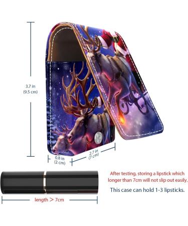 Travel Lipstick Organizer Case - Portable Makeup Bag with Mirror | Christmas Santa & Winter Deer Design - Buy Online on GoSupps.com