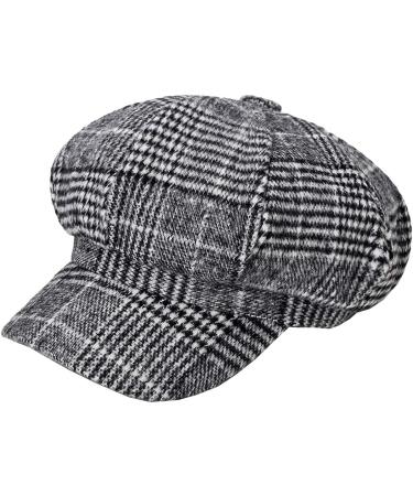 Womens Light Grey Plaid Visor Beret Newsboy Hat Ivy Cabbie Cap - Stylish and Chic - Buy Online on GoSupps.com