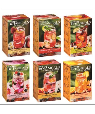 Bigelow Botanicals Cold Water Herbal Infusion Variety Pack, Caffeine Free, 18 Count (Pack of 6), 108 Total Tea Bags Cold Water Infusion Variety Pack 18 Count (Pack of 6)