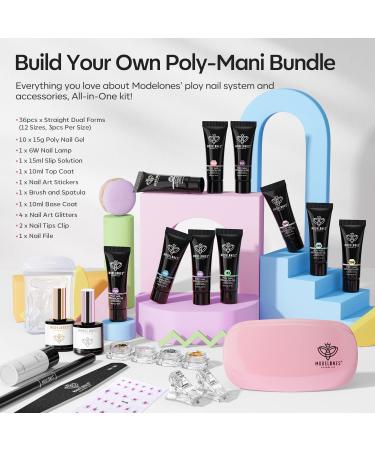 Modelones 59 Pcs Poly Nail Gel Kit Starter - Pastel Spring Colors Poly Nail Extension Gel with 6W Nail Lamp and Nail Art Accessories - Ideal for Beginners - Buy Online on GoSupps.com