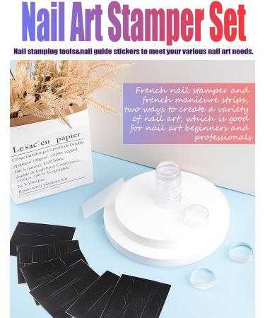 EBANKU French Manicure Kit: 6 PCS Stickers, Rotated Nail Stamper, Silicone Stamper Heads, Scraper - DIY Manicure Tools - Buy Online on GoSupps.com