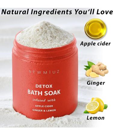 Apple Cider Detox Bath Soak Salt - Ginger & Lemon Essential Oils - Luxury Spa Bathing Salt for Skin Cleanse & Hydration - Stress Relief Gift - Buy Online on GoSupps.com