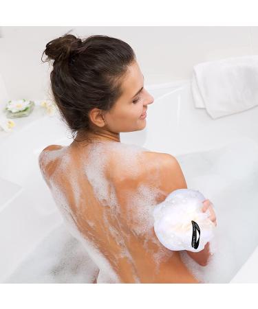 Molanda Shower Loofah Sponge - Exfoliating Mesh Brush Body Scrubber Ball (White) - Pack of 4 - Buy Online on GoSupps.com