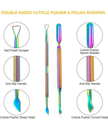 Rainbow Color Acrylic Nail Clipper Set for Salon & Home Manicure | Stainless Steel Trimmer & Pusher for False Nail Tips - Buy Online on GoSupps.com