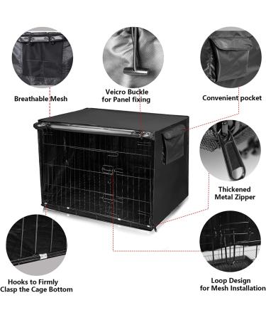 Waterproof 30 Inch Dog Wire Crate Cover with Front Openings and Storage Pocket - Buy Online on GoSupps.com